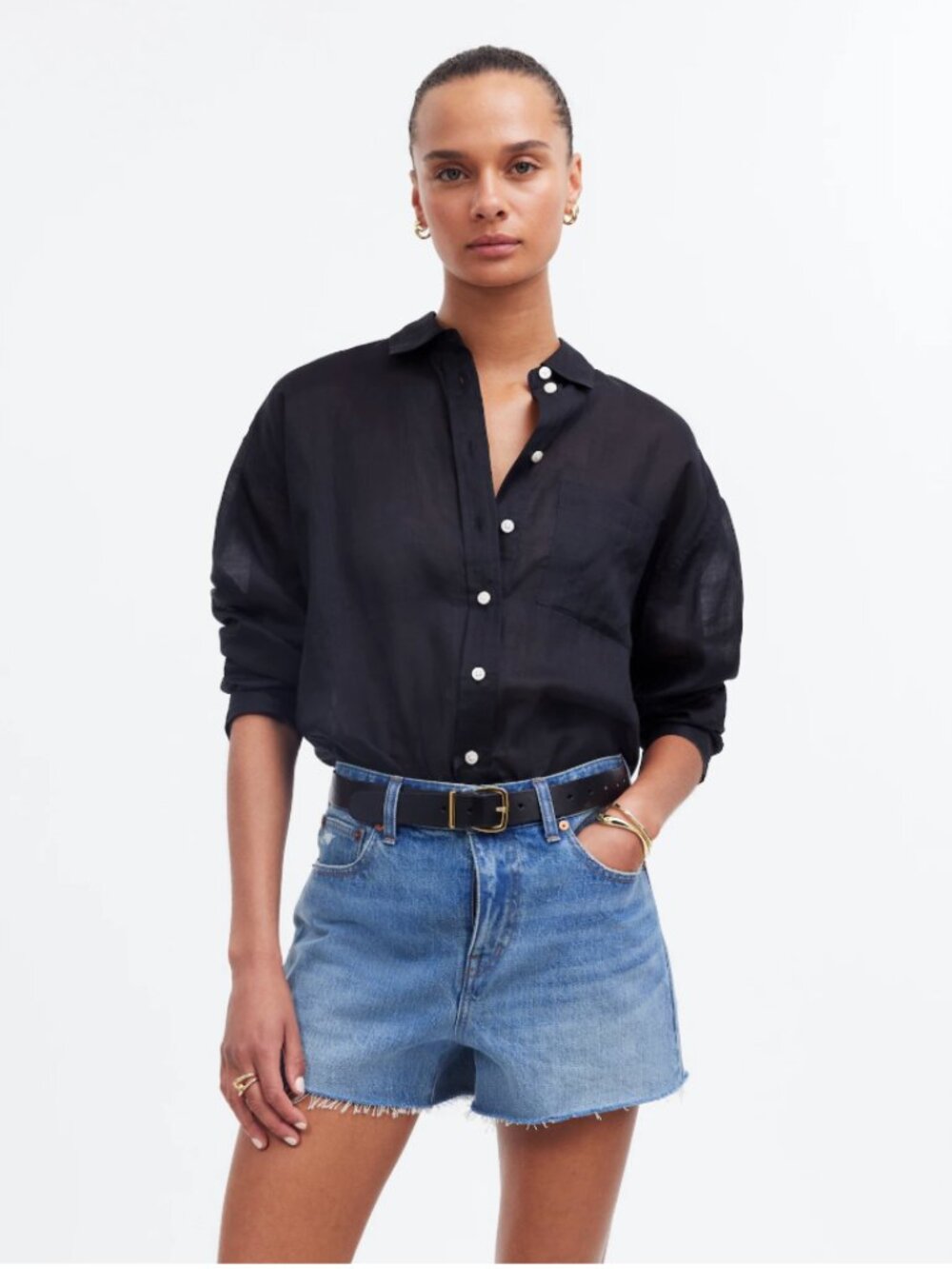 Madewell Relaxed Denim Shorts in Kelton Wash: Raw-Hem Edition